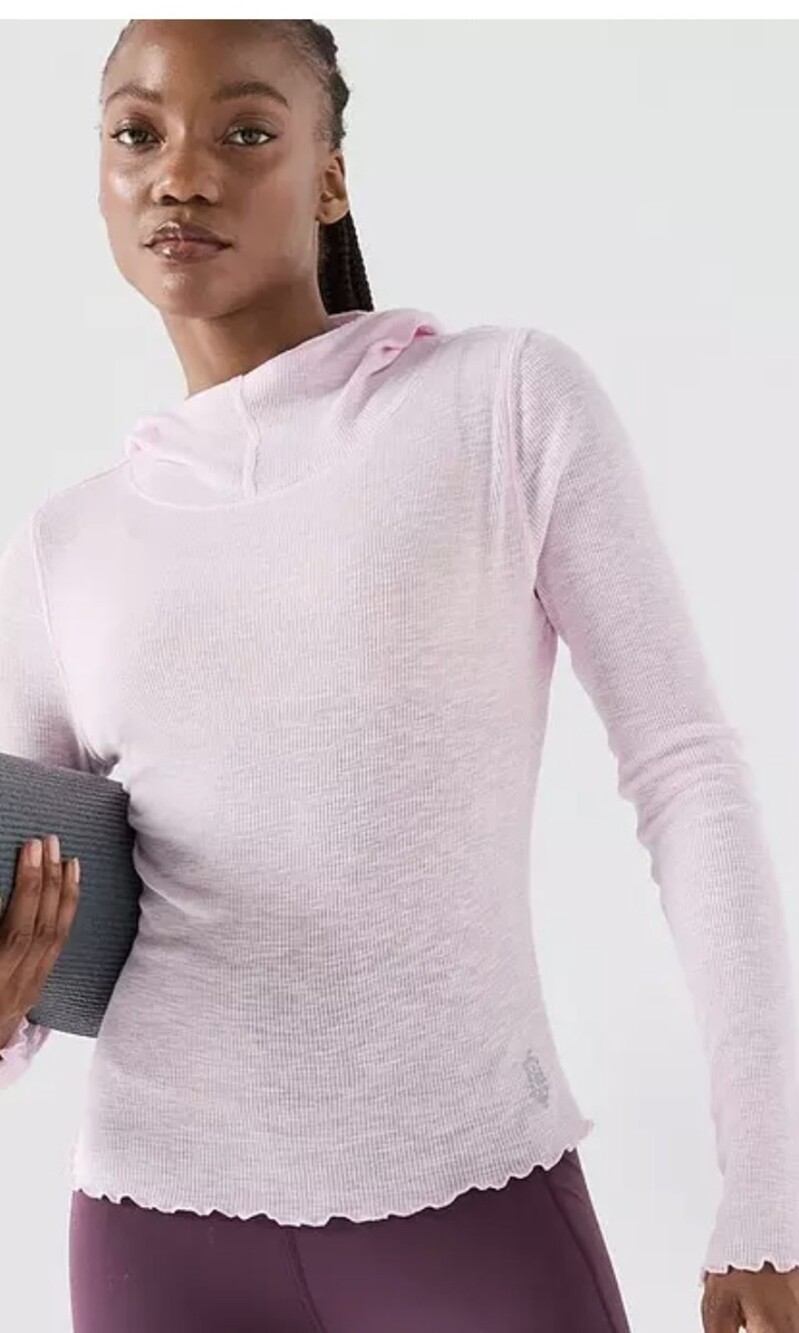 Free People Breathe Easy Layer Lightweight Pink Hoodie Sz.M